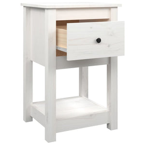 vidaXL Bedside Cabinet White 40x35x61.5 cm Solid Wood Pine