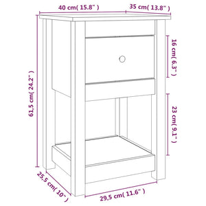 vidaXL Bedside Cabinet White 40x35x61.5 cm Solid Wood Pine