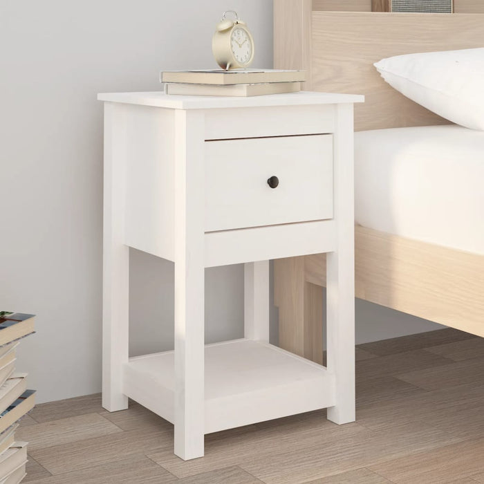 vidaXL Bedside Cabinet White 40x35x61.5 cm Solid Wood Pine