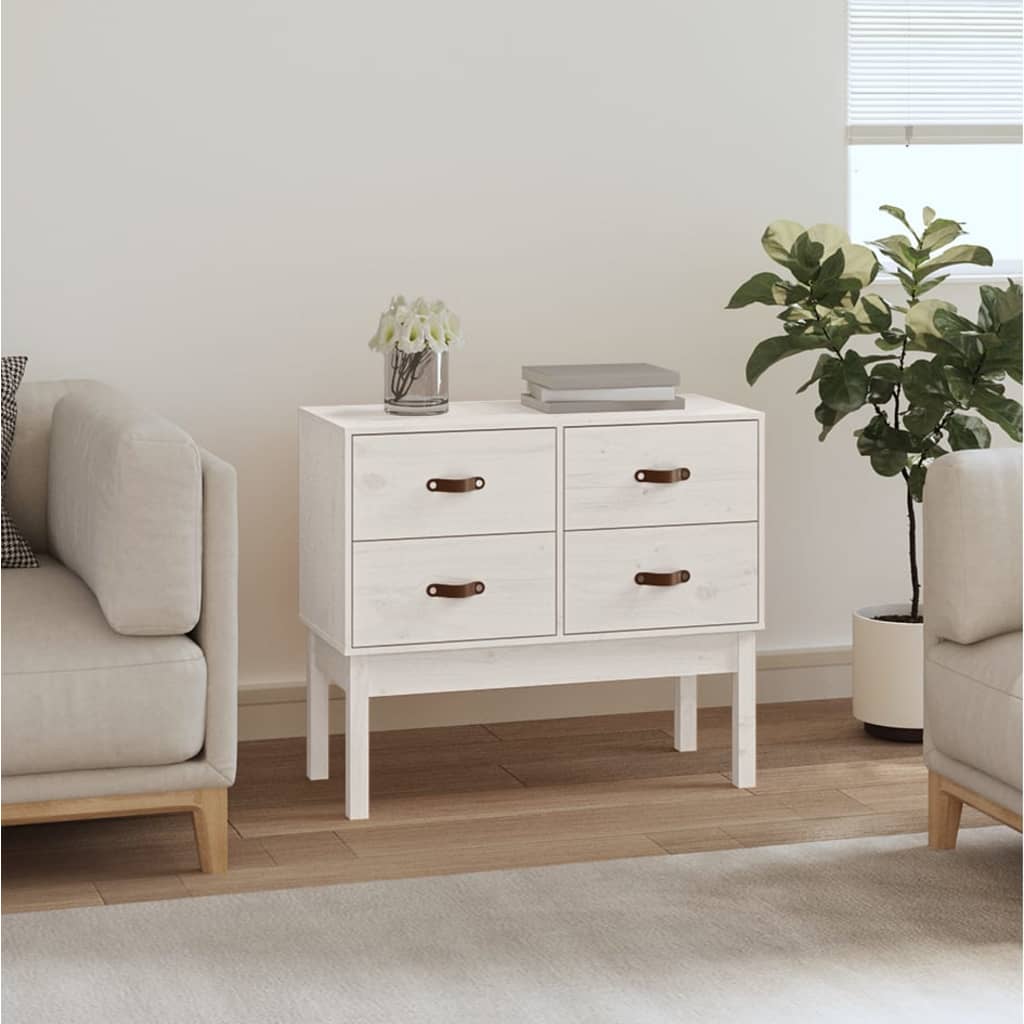 vidaXL Console Cabinet White 90x40x78 cm Solid Wood Pine