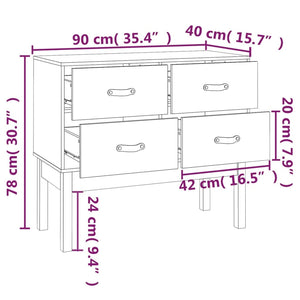 vidaXL Console Cabinet Grey 90x40x78 cm Solid Wood Pine