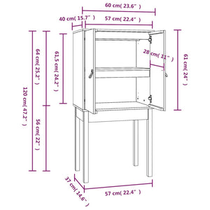 vidaXL Highboard Grey 60x40x120 cm Solid Wood Pine