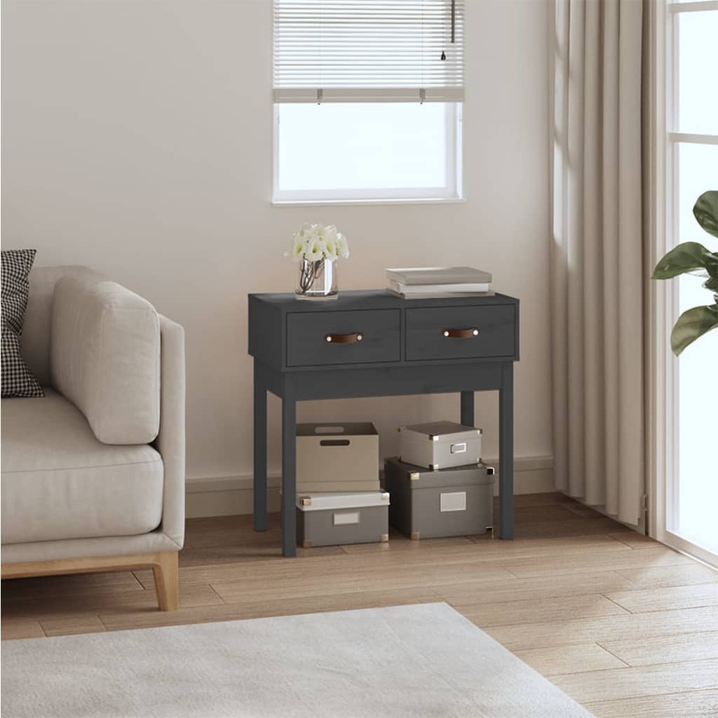 vidaXL Console Table Grey 76.5x40x75 cm Solid Wood Pine