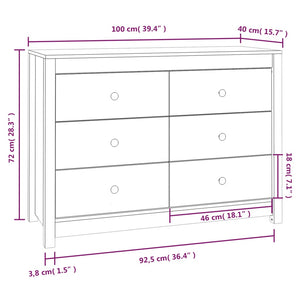 vidaXL Side Cabinet White 100x40x72 cm Solid Wood Pine