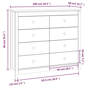 vidaXL Side Cabinet White 100x40x90 cm Solid Wood Pine