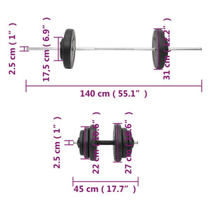 vidaXL Barbell and Dumbbell with Plates 60 kg