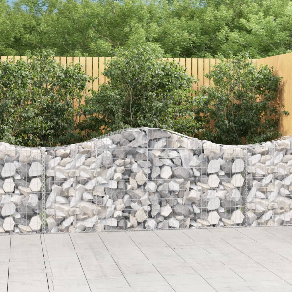 vidaXL Arched Gabion Baskets 50 pcs 200x30x80/100 cm Galvanised Iron