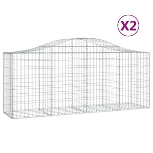 vidaXL Arched Gabion Baskets 2 pcs 200x50x80/100 cm Galvanised Iron