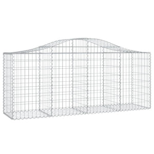 vidaXL Arched Gabion Baskets 2 pcs 200x50x80/100 cm Galvanised Iron