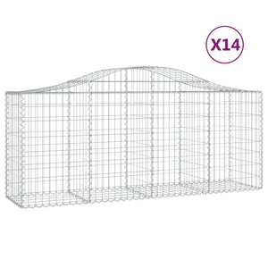 vidaXL Arched Gabion Baskets 14 pcs 200x50x80/100 cm Galvanised Iron