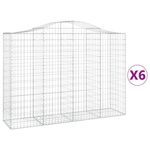 vidaXL Arched Gabion Baskets 6 pcs 200x50x140/160 cm Galvanised Iron