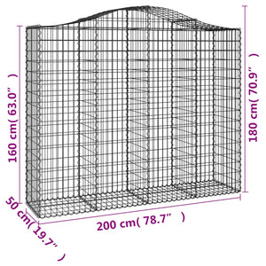 vidaXL Arched Gabion Baskets 2 pcs 200x50x160/180 cm Galvanised Iron