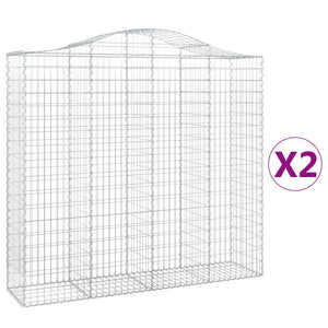 vidaXL Arched Gabion Baskets 2 pcs 200x50x180/200 cm Galvanised Iron