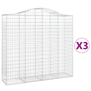 vidaXL Arched Gabion Baskets 3 pcs 200x50x180/200 cm Galvanised Iron