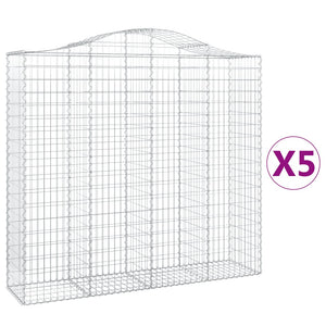 vidaXL Arched Gabion Baskets 5 pcs 200x50x180/200 cm Galvanised Iron