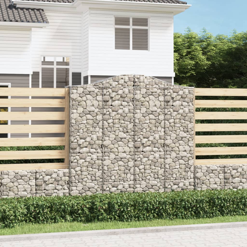 vidaXL Arched Gabion Baskets 8 pcs 200x50x200/220 cm Galvanised Iron