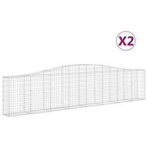 vidaXL Arched Gabion Baskets 2 pcs 400x30x80/100 cm Galvanised Iron