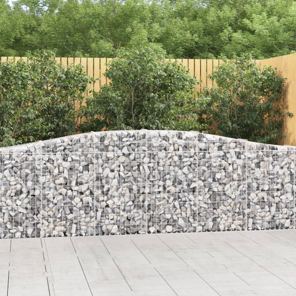 vidaXL Arched Gabion Baskets 2 pcs 400x30x80/100 cm Galvanised Iron