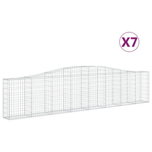 vidaXL Arched Gabion Baskets 7 pcs 400x30x80/100 cm Galvanised Iron