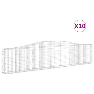 vidaXL Arched Gabion Baskets 10 pcs 400x30x80/100 cm Galvanised Iron