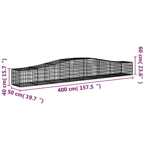 vidaXL Arched Gabion Baskets 3 pcs 400x50x40/60 cm Galvanised Iron