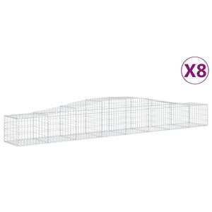 vidaXL Arched Gabion Baskets 8 pcs 400x50x40/60 cm Galvanised Iron