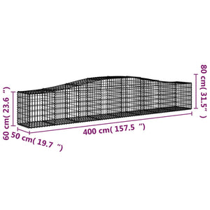 vidaXL Arched Gabion Baskets 8 pcs 400x50x60/80 cm Galvanised Iron