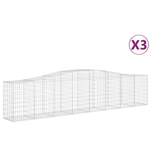 vidaXL Arched Gabion Baskets 3 pcs 400x50x80/100 cm Galvanised Iron