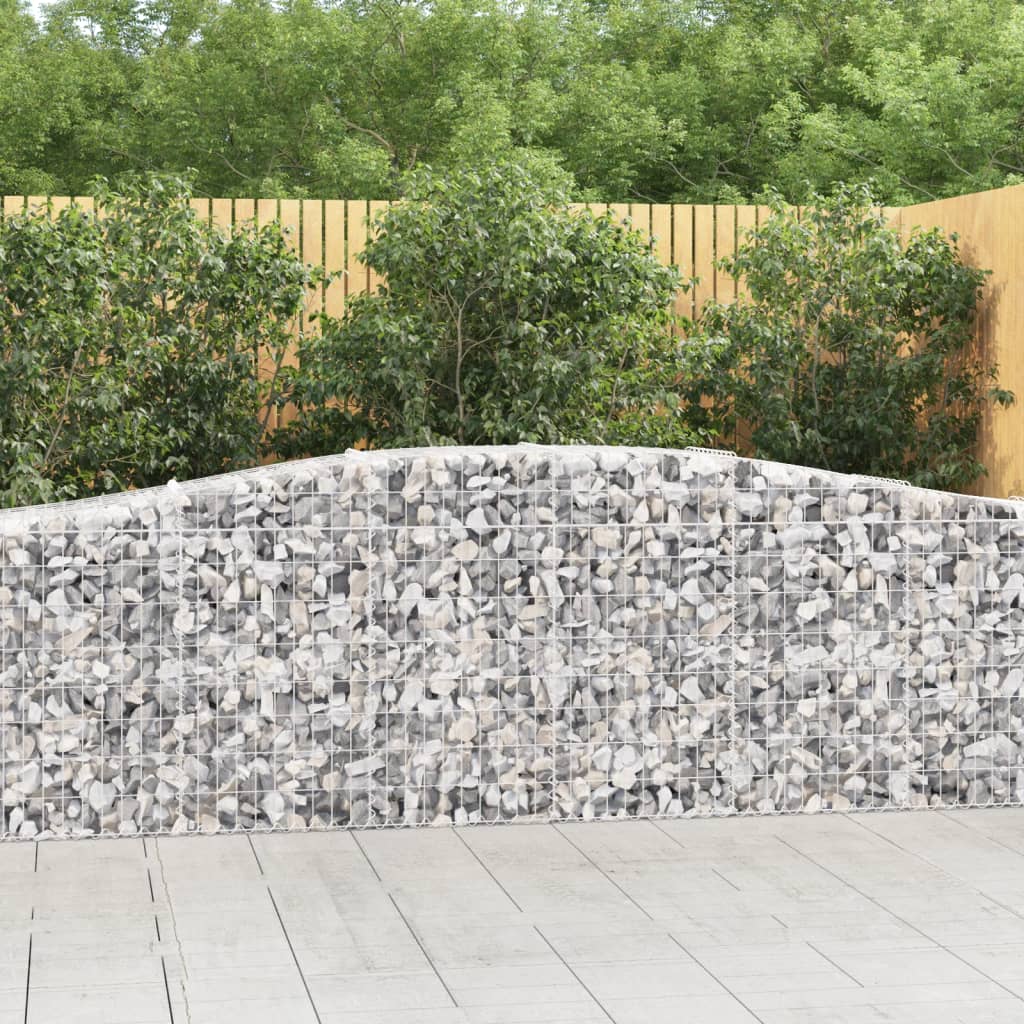 vidaXL Arched Gabion Baskets 3 pcs 400x50x80/100 cm Galvanised Iron