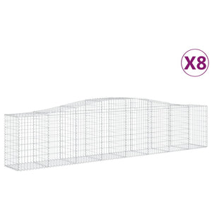 vidaXL Arched Gabion Baskets 8 pcs 400x50x80/100 cm Galvanised Iron