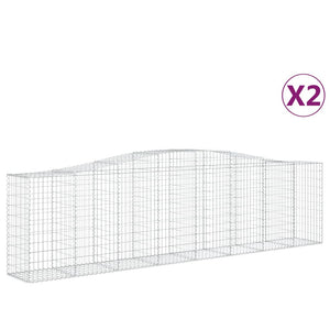 vidaXL Arched Gabion Baskets 2 pcs 400x50x100/120 cm Galvanised Iron