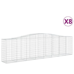 vidaXL Arched Gabion Baskets 8 pcs 400x50x100/120 cm Galvanised Iron