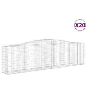 vidaXL Arched Gabion Baskets 20 pcs 400x50x100/120 cm Galvanised Iron