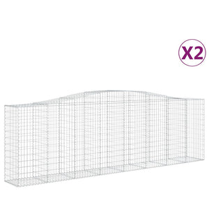 vidaXL Arched Gabion Baskets 2 pcs 400x50x120/140 cm Galvanised Iron