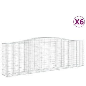 vidaXL Arched Gabion Baskets 6 pcs 400x50x120/140 cm Galvanised Iron