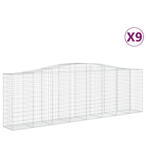 vidaXL Arched Gabion Baskets 9 pcs 400x50x120/140 cm Galvanised Iron