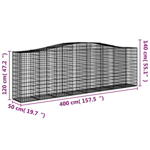 vidaXL Arched Gabion Baskets 9 pcs 400x50x120/140 cm Galvanised Iron