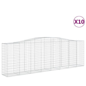 vidaXL Arched Gabion Baskets 10 pcs 400x50x120/140 cm Galvanised Iron