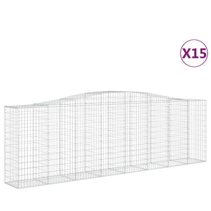 vidaXL Arched Gabion Baskets 15 pcs 400x50x120/140 cm Galvanised Iron