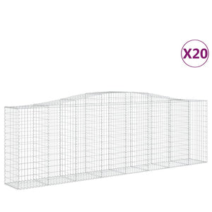 vidaXL Arched Gabion Baskets 20 pcs 400x50x120/140 cm Galvanised Iron