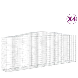 vidaXL Arched Gabion Baskets 4 pcs 400x50x140/160 cm Galvanised Iron