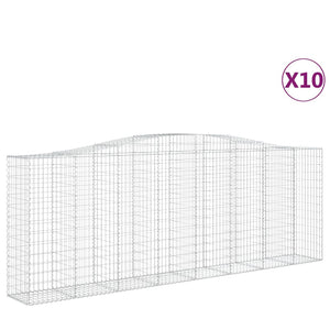 vidaXL Arched Gabion Baskets 10 pcs 400x50x140/160 cm Galvanised Iron