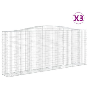 vidaXL Arched Gabion Baskets 3 pcs 400x50x160/180 cm Galvanised Iron