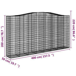 vidaXL Arched Gabion Baskets 4 pcs 400x50x200/220 cm Galvanised Iron