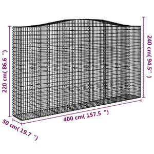 vidaXL Arched Gabion Baskets 2 pcs 400x50x220/240 cm Galvanised Iron