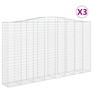 vidaXL Arched Gabion Baskets 3 pcs 400x50x220/240 cm Galvanised Iron