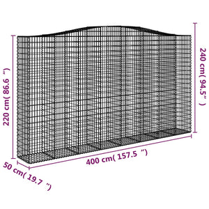 vidaXL Arched Gabion Baskets 3 pcs 400x50x220/240 cm Galvanised Iron