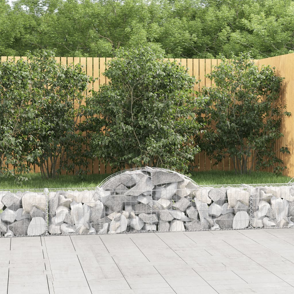 vidaXL Arched Gabion Baskets 2 pcs 200x30x40/60 cm Galvanised Iron