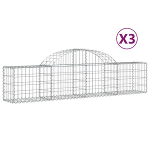 vidaXL Arched Gabion Baskets 3 pcs 200x30x40/60 cm Galvanised Iron