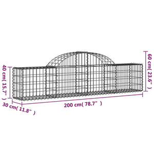 vidaXL Arched Gabion Baskets 5 pcs 200x30x40/60 cm Galvanised Iron